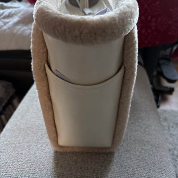 Kate Spade Ivory Meringue Faux Shearling Tote Handbag NWT $459 Retail - Picture 4 of 6